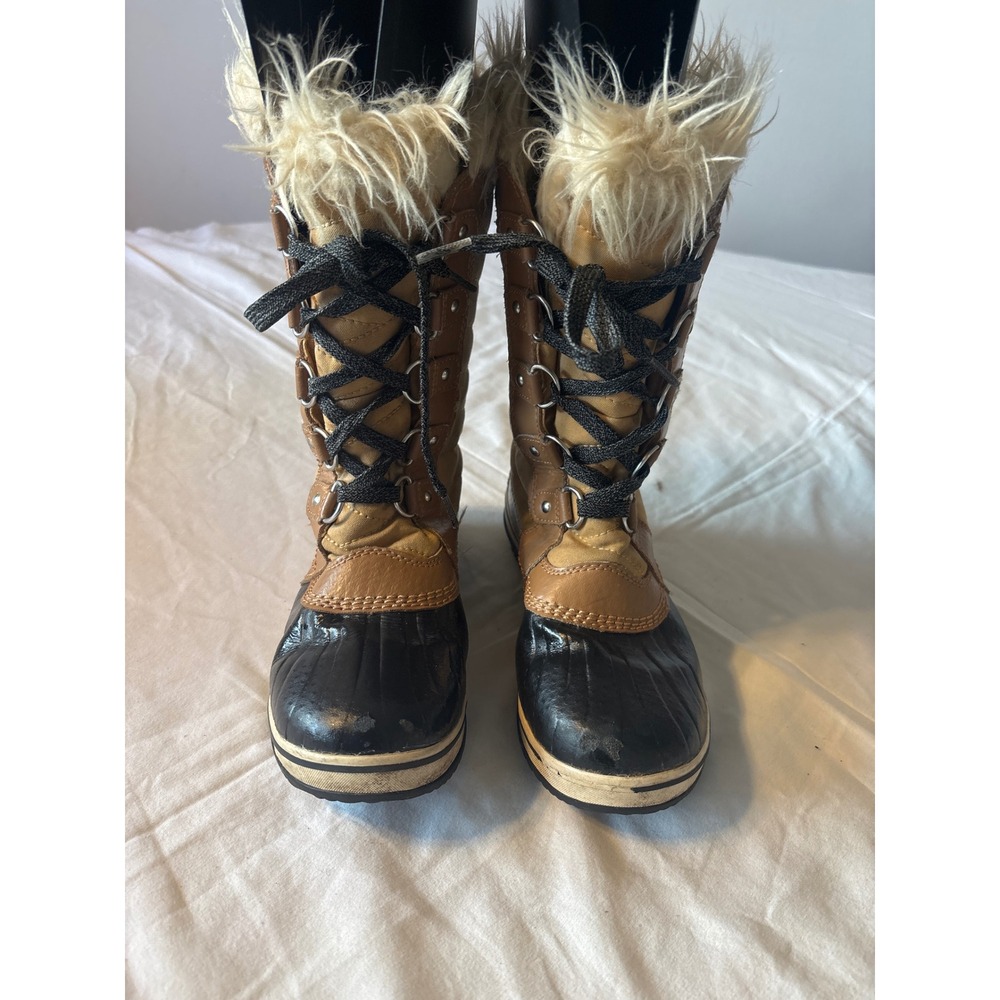 Sorel Tofino II Winter Boots Kids Size 3 Brown Black Waterproof Faux Fur Good